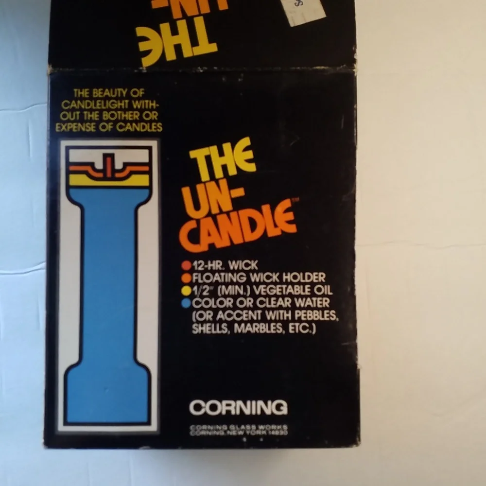 THE UN-CANDLE VINTAGE NEW IN BOX CORNING Glass
